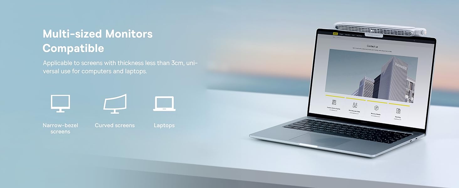 مروحة Baseus مكتبية USB بدون شفرات بتثبيت على الشاشة أو الطاولة