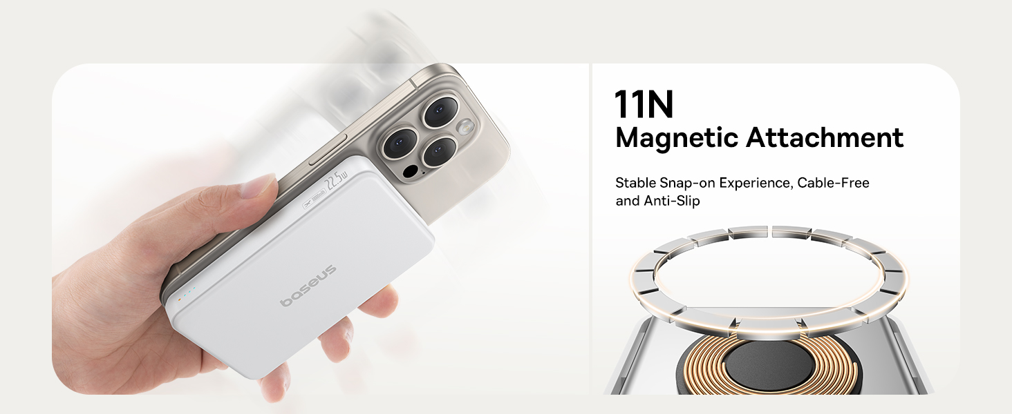 بنك الطاقة Baseus Airpow II Qi2 بقدرة 10000 مللي أمبير – شحن لاسلكي 15 واط، USB