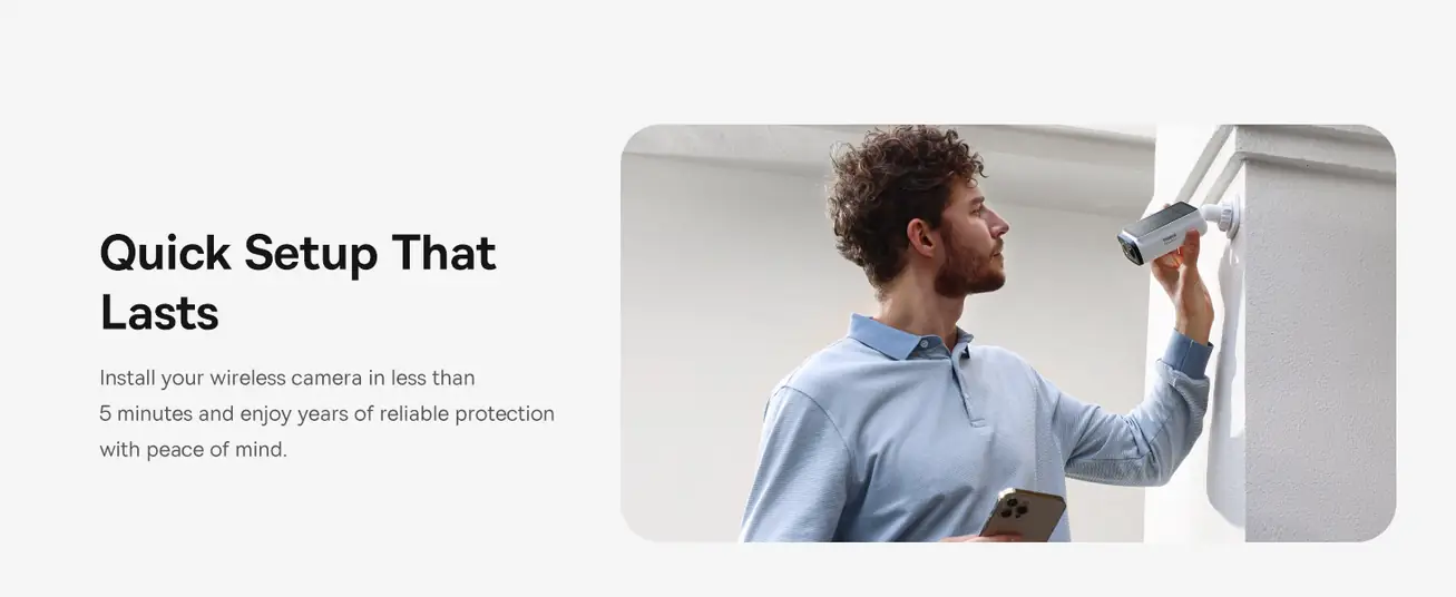 كاميرا مراقبة خارجية Baseus S1 Lite بدقة 2K – شمسية، رؤية ليلية، كشف ذكي، مقاومة للماء، بدون اشتراك – أبيض