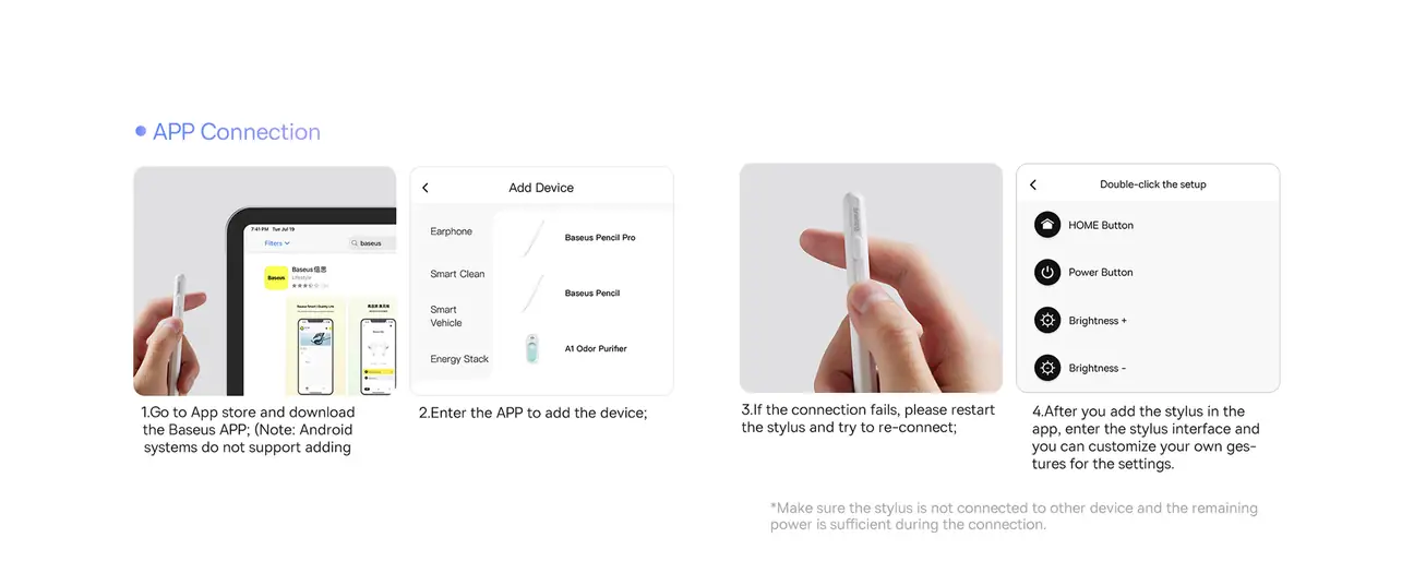 قلم Baseus Smooth Writing 2 Series مع مؤشرات LED – شحن مغناطيسي ورفض راحة اليد – متوافق مع iPad Mini 6 وAir 4/5 وPro من الجيل 0 إلى 6 – أبيض