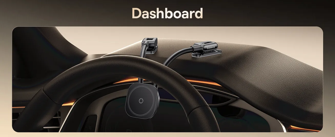 حامل سيارة مغناطيسي Baseus PrimeTrip C03s بذراع مزدوج وقوة 20N – أسود كوني