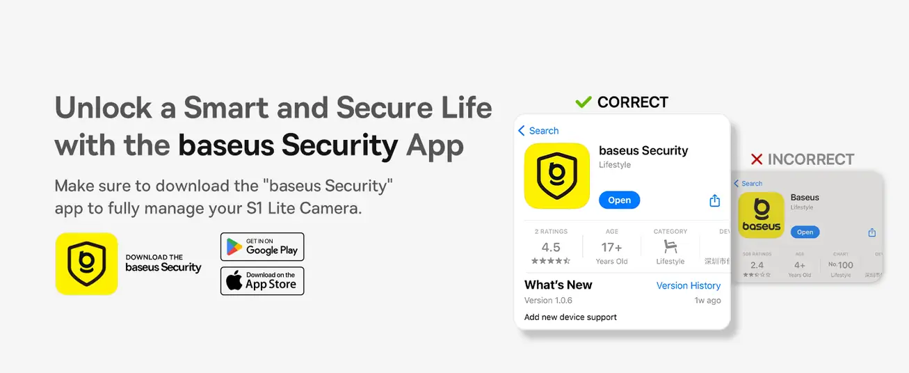 كاميرا مراقبة خارجية Baseus S1 Lite بدقة 2K – شمسية، رؤية ليلية، كشف ذكي، مقاومة للماء، بدون اشتراك – أبيض