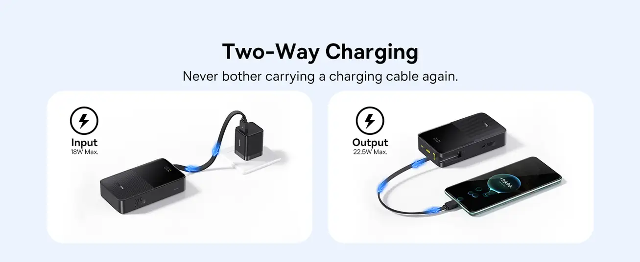 باور بانك Baseus EnerFill Bipow2 Pro 20000mAh بكابل USB
