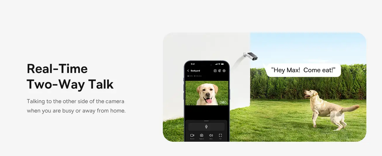 كاميرا مراقبة خارجية Baseus S1 Lite بدقة 2K – شمسية، رؤية ليلية، كشف ذكي، مقاومة للماء، بدون اشتراك – أبيض