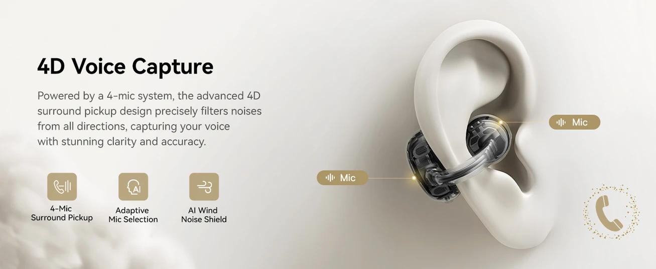 سماعات بيسوس بوي MC1 برو لاسلكية مفتوحة الأذن بلوتوث 6.0 صوت Hi