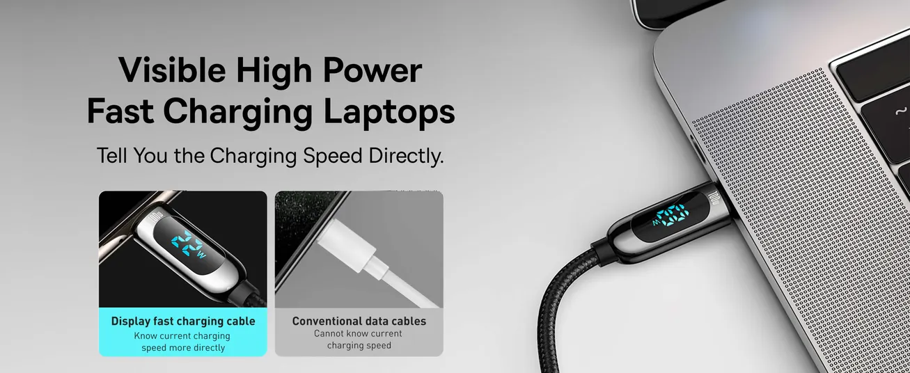 كابل بيانات شحن سريع مع شاشة LED Baseus Type