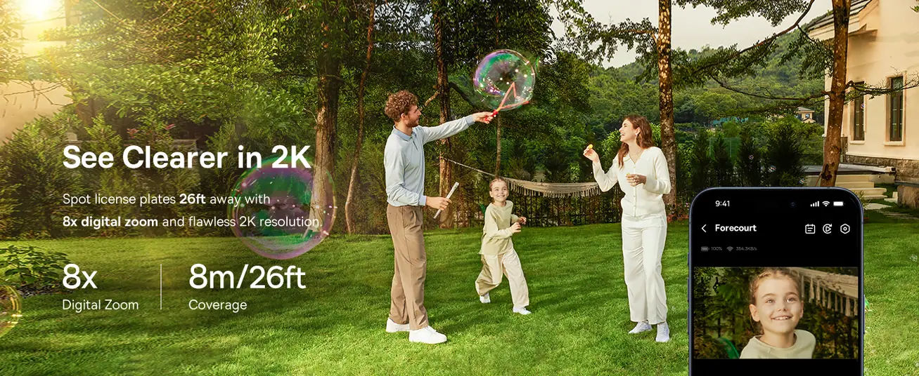 كاميرا مراقبة خارجية Baseus S1 Lite بدقة 2K – شمسية، رؤية ليلية، كشف ذكي، مقاومة للماء، بدون اشتراك – أبيض