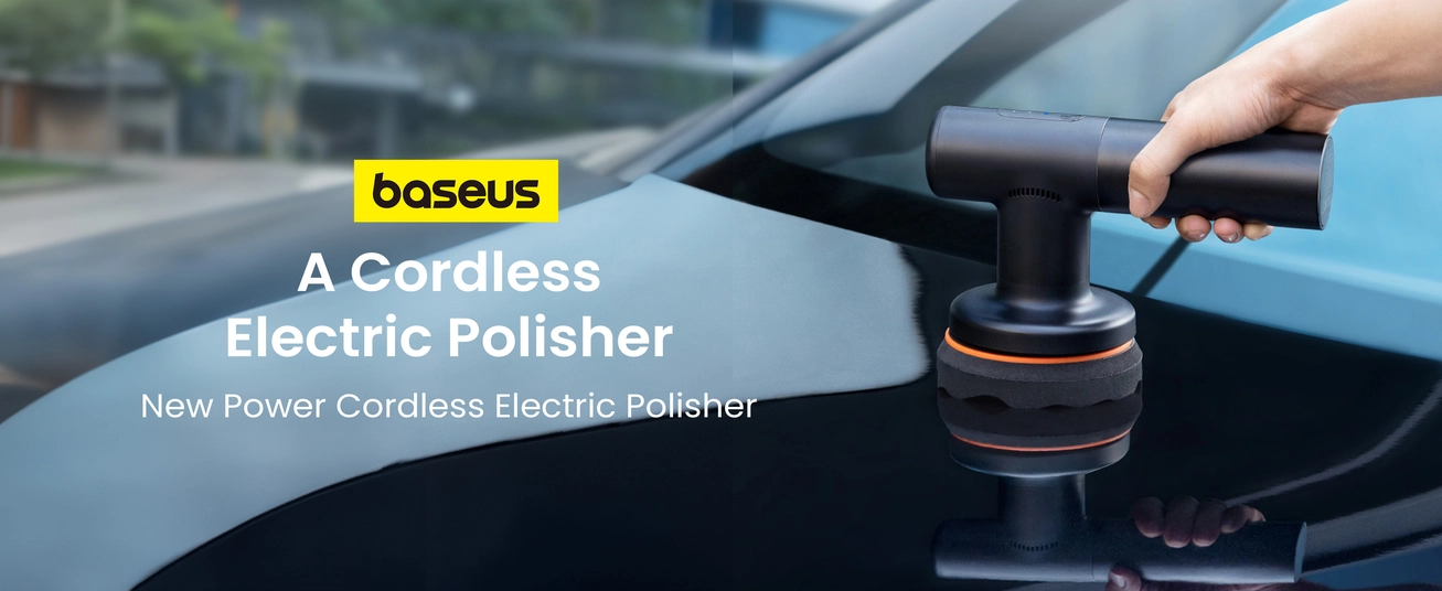 ماكينة تلميع كهربائية لاسلكية من باسيوس، 30 وات، 4000 مللي أمبير، لون أسود