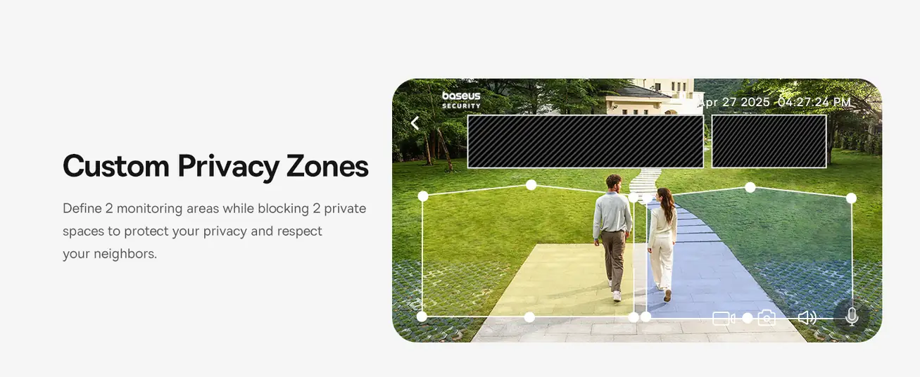 كاميرا مراقبة خارجية Baseus S1 Lite بدقة 2K – شمسية، رؤية ليلية، كشف ذكي، مقاومة للماء، بدون اشتراك – أبيض