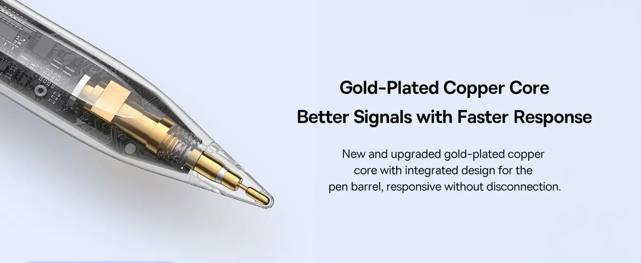 قلم Baseus Smooth Writing 2 Series مع مؤشرات LED – شحن مغناطيسي ورفض راحة اليد – متوافق مع iPad Mini 6 وAir 4/5 وPro من الجيل 0 إلى 6 – أبيض