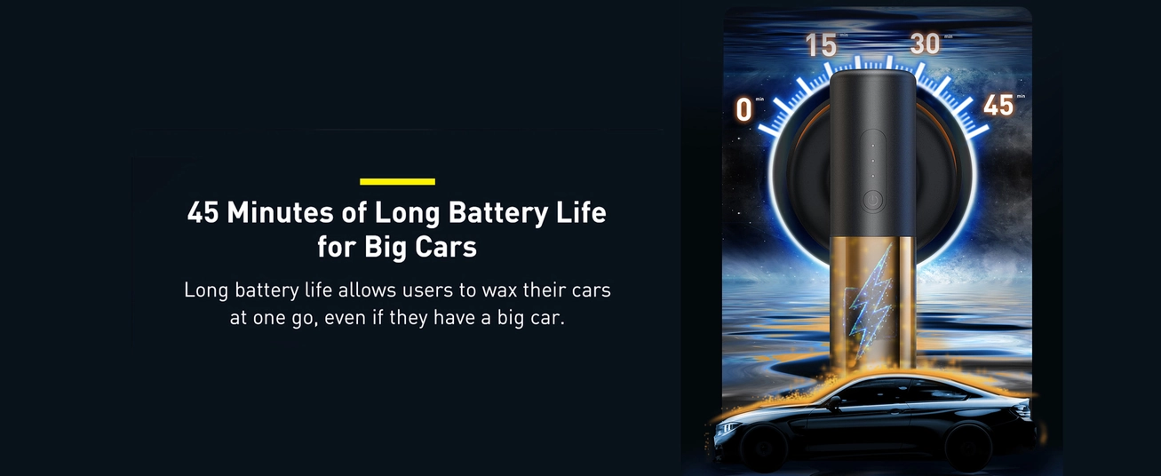 ماكينة تلميع كهربائية لاسلكية من باسيوس، 30 وات، 4000 مللي أمبير، لون أسود