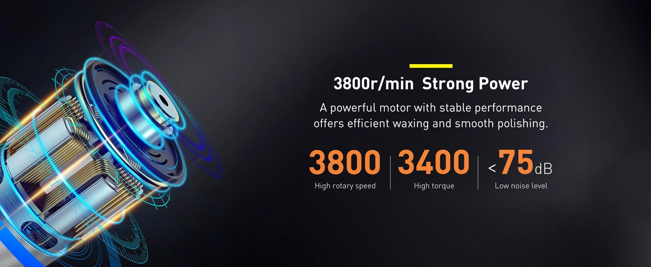 ماكينة تلميع كهربائية لاسلكية من باسيوس، 30 وات، 4000 مللي أمبير، لون أسود