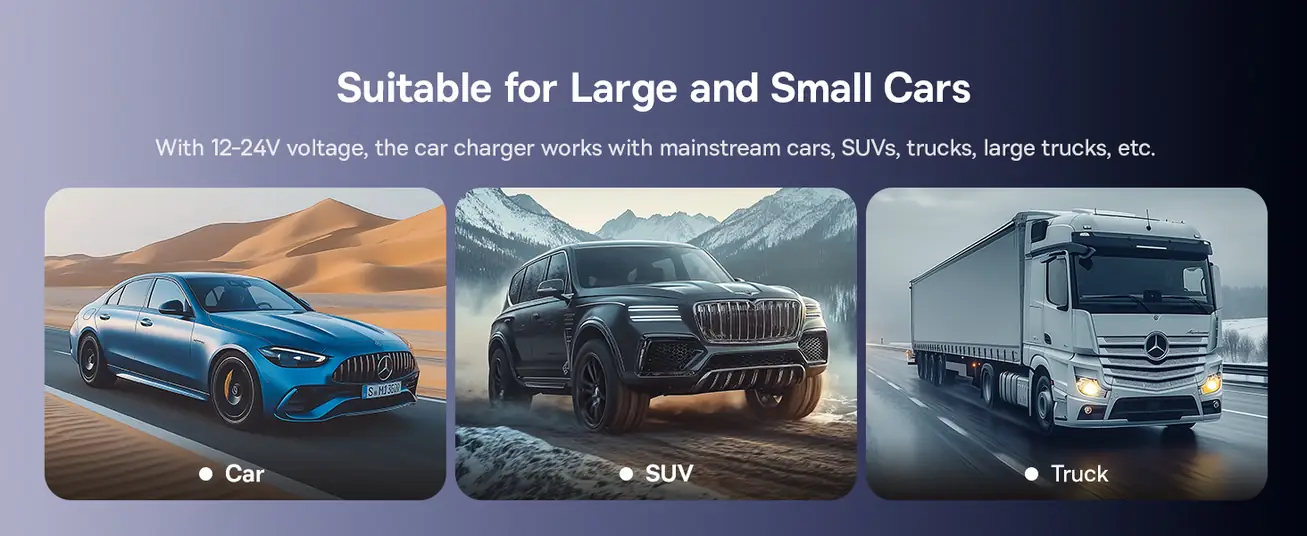 شاحن سيارة Baseus Enjoyment Max بقوة 90 واط – كابلين C+C مدمجين ومنافذ U+C – أسود