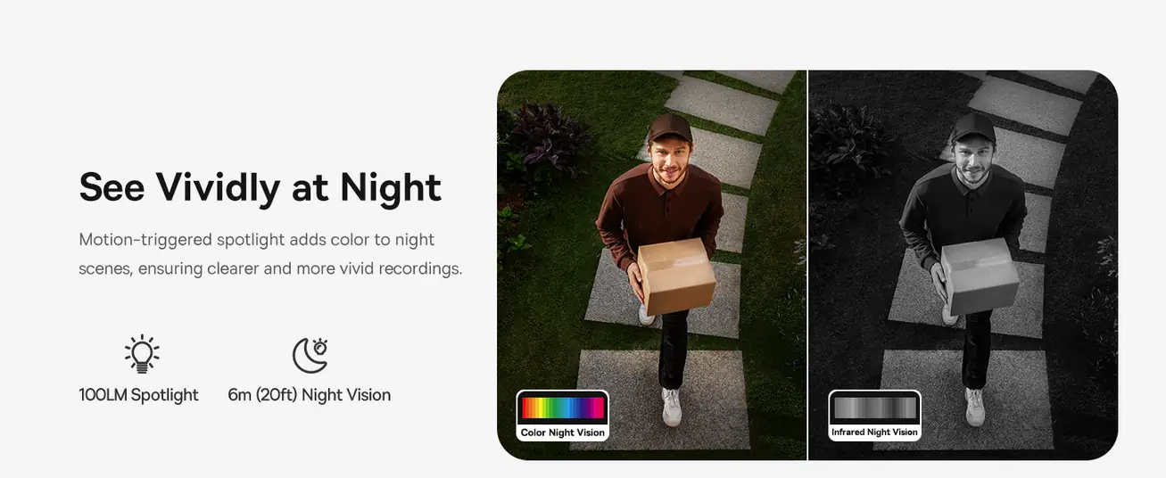 كاميرا مراقبة خارجية Baseus S1 Lite بدقة 2K – شمسية، رؤية ليلية، كشف ذكي، مقاومة للماء، بدون اشتراك – أبيض