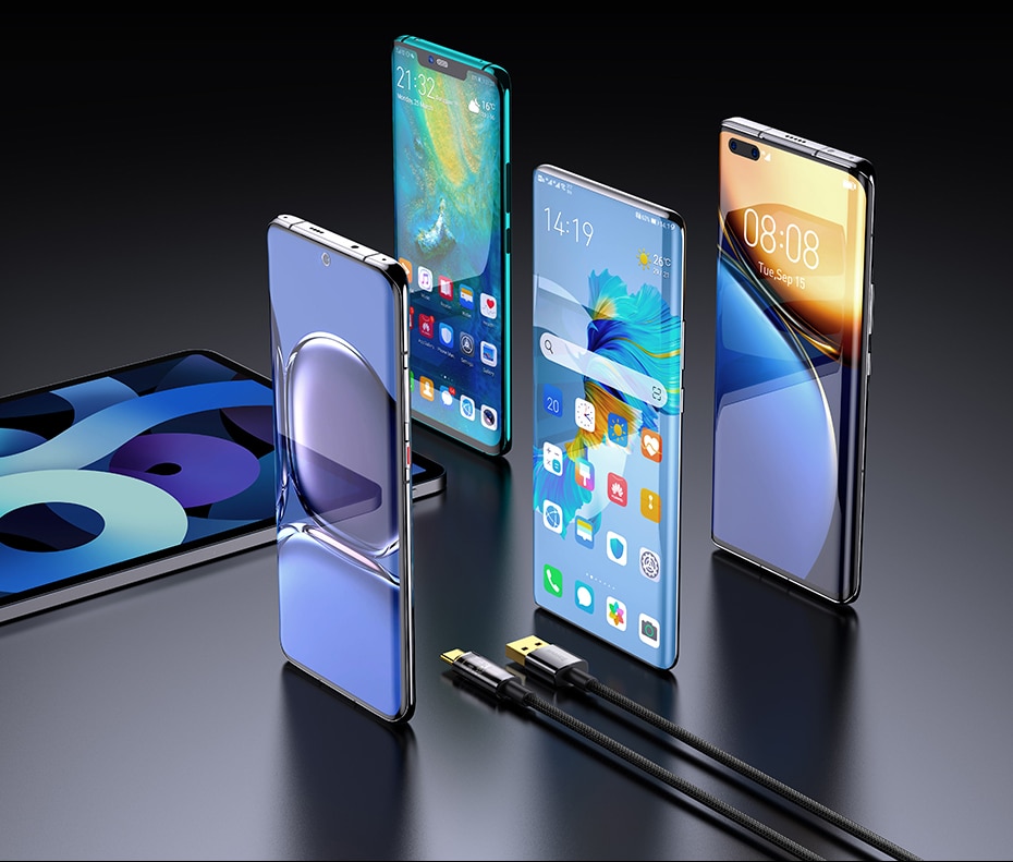 كابل Baseus USB C 100W 6A شحن سريع كابل بيانات من النوع C مضاد للانحناء لهاتف Huawei Xiaomi Samsung 1M