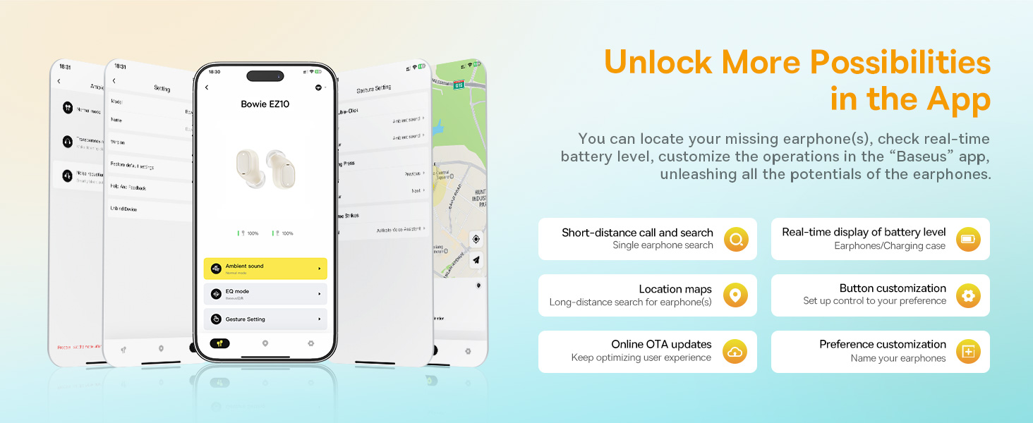 سماعات أذن Baseus Bowie EZ10 True اللاسلكية باللون الأبيض