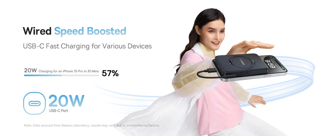 Baseus PicoGo Qi2 5000mAh Magnetic Wireless Power Bank, 20W Ultra
