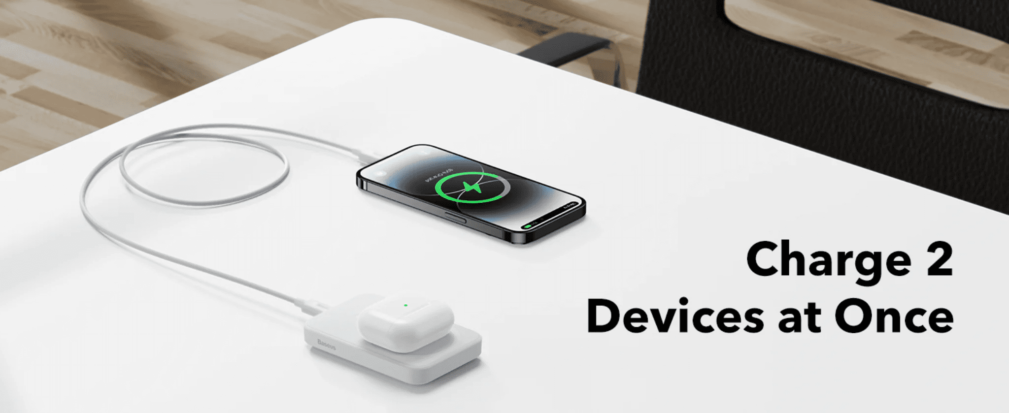 Baseus باور بانك لاسلكي مغناطيسي صغير بقوة 6000 مللي أمبير في الساعة بقدرة 15 وات مع منفذ PD بقوة 20 وات من النوع C