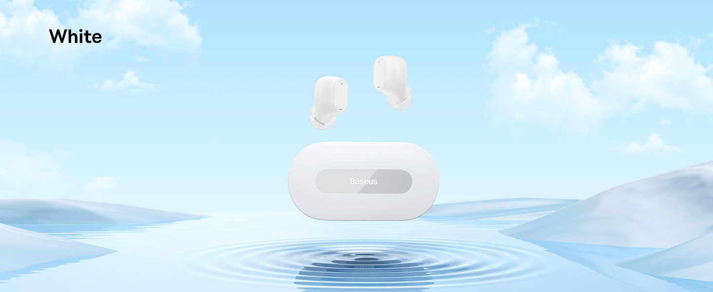 سماعات أذن Baseus Bowie EZ10 True اللاسلكية باللون الأبيض