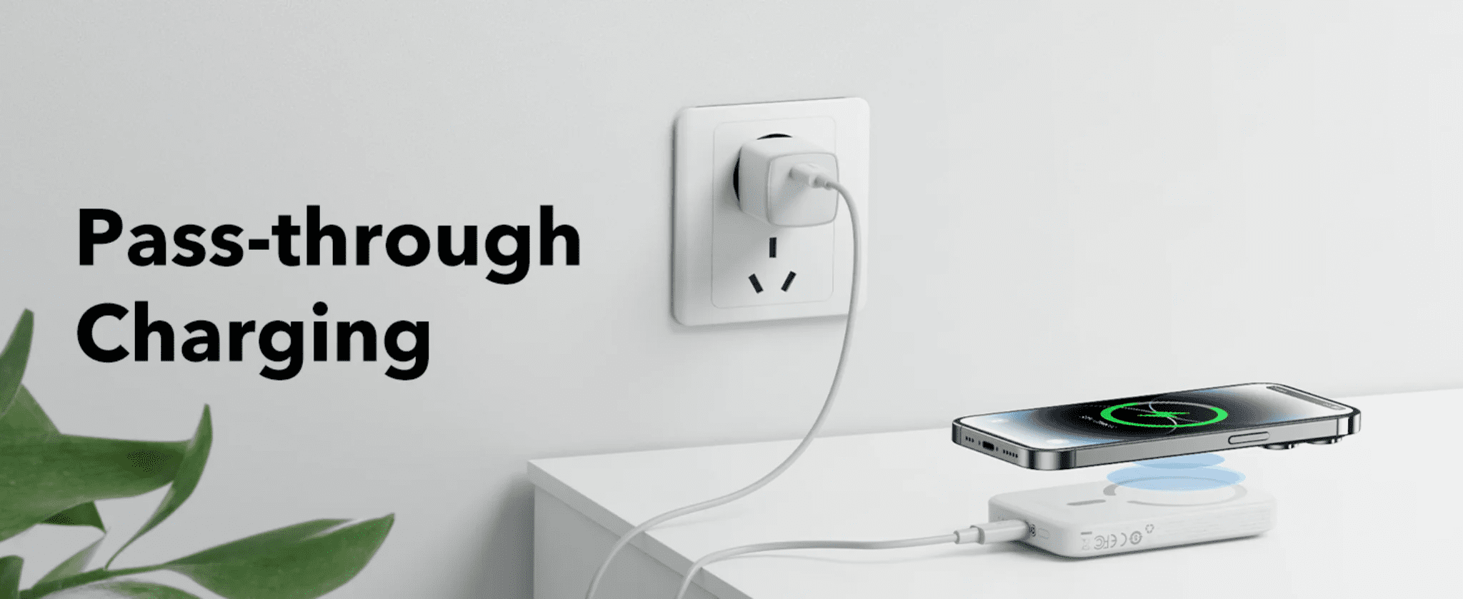 Baseus باور بانك لاسلكي مغناطيسي صغير بقوة 6000 مللي أمبير في الساعة بقدرة 15 وات مع منفذ PD بقوة 20 وات من النوع C