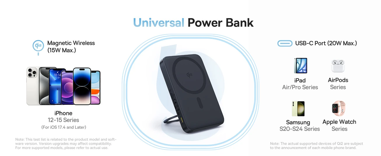 Baseus PicoGo Qi2 5000mAh Magnetic Wireless Power Bank, 20W Ultra