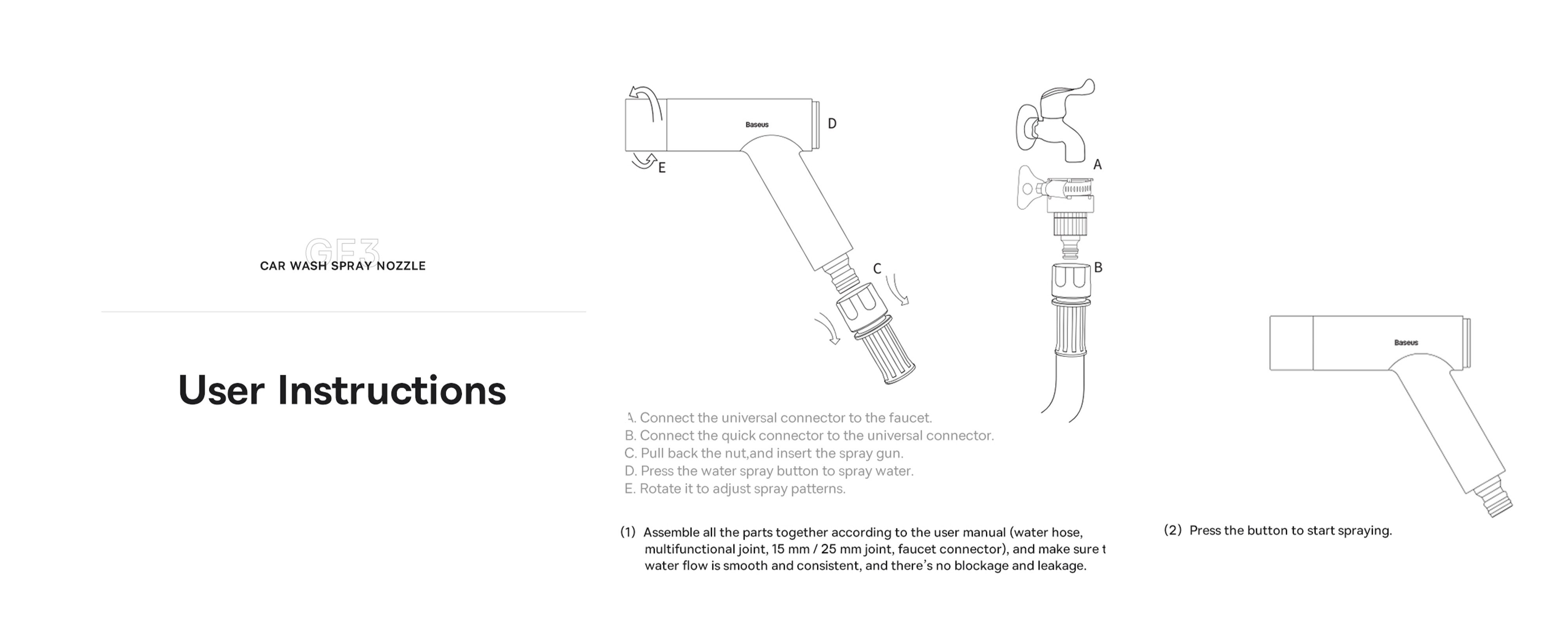 فوهة الري Baseus GF3 لخرطوم الحديقة (رمادي غامق)