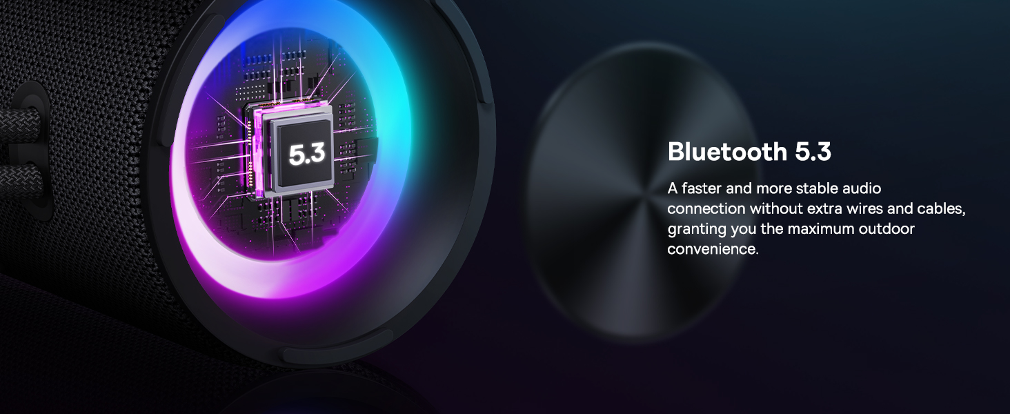 سماعات بلوتوث Baseus AeQur Series VO20 مع إضاءة RGB محيطة | BT 5.3، وقت تشغيل 15 ساعة، صوت ستيريو عالٍ 15 وات، صوت جهير عميق - أسود